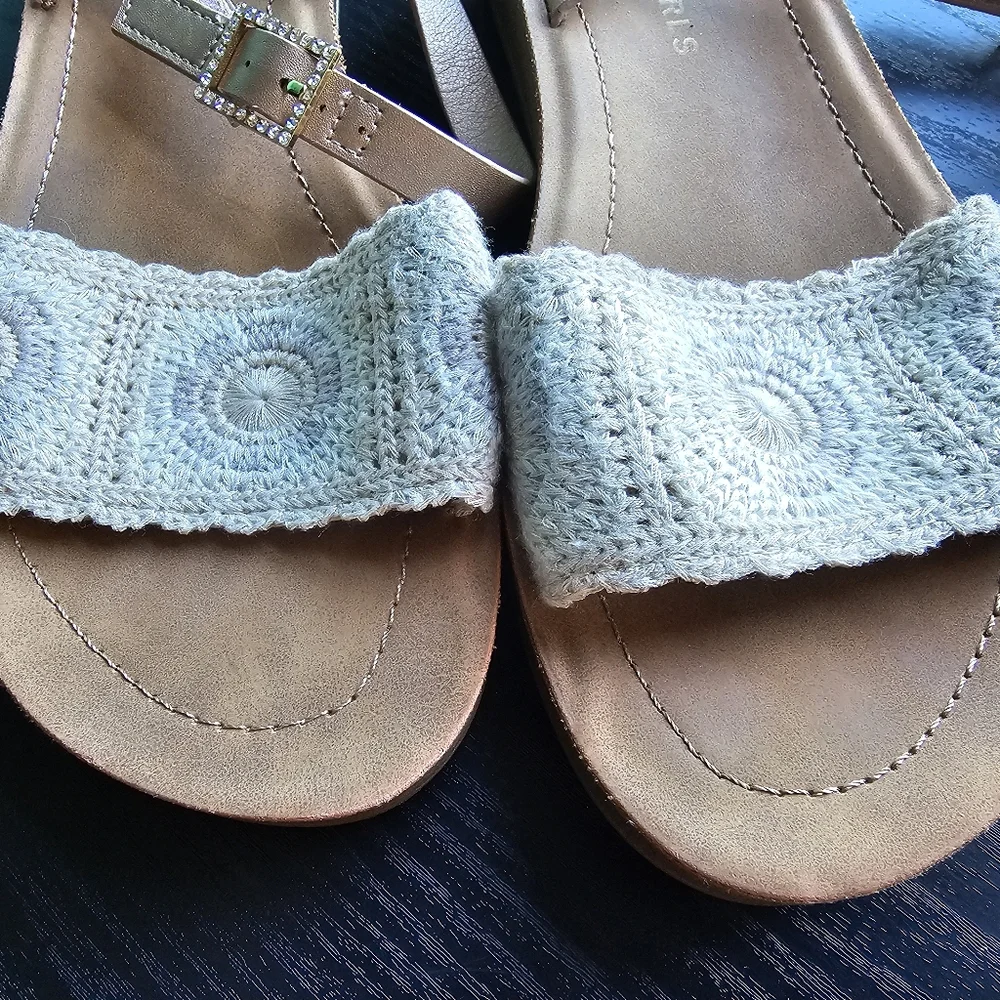 BCBG Girls 'ZENA' Tan Sandal w/ Crochet Strap Girls Size 3M